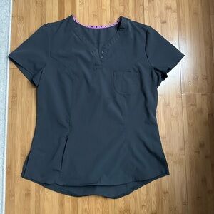 Heart Soul Charcoal Blouse with Pink Accents